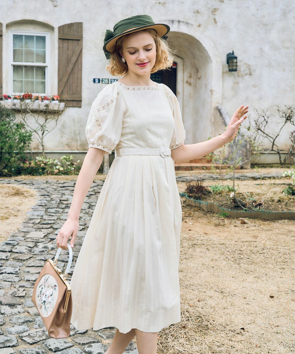 レース使いコットンドビーパフスリーブワンピース/an another angelus