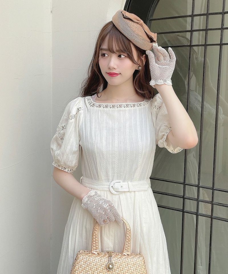 an3 レース使いコットンドビーパフスリーブワンピース an another angelus】レース使いコットンドビーパフスリーブ
