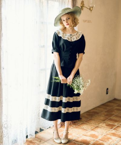 Torsion lace line skirt / an another angelus [42BG03q015]