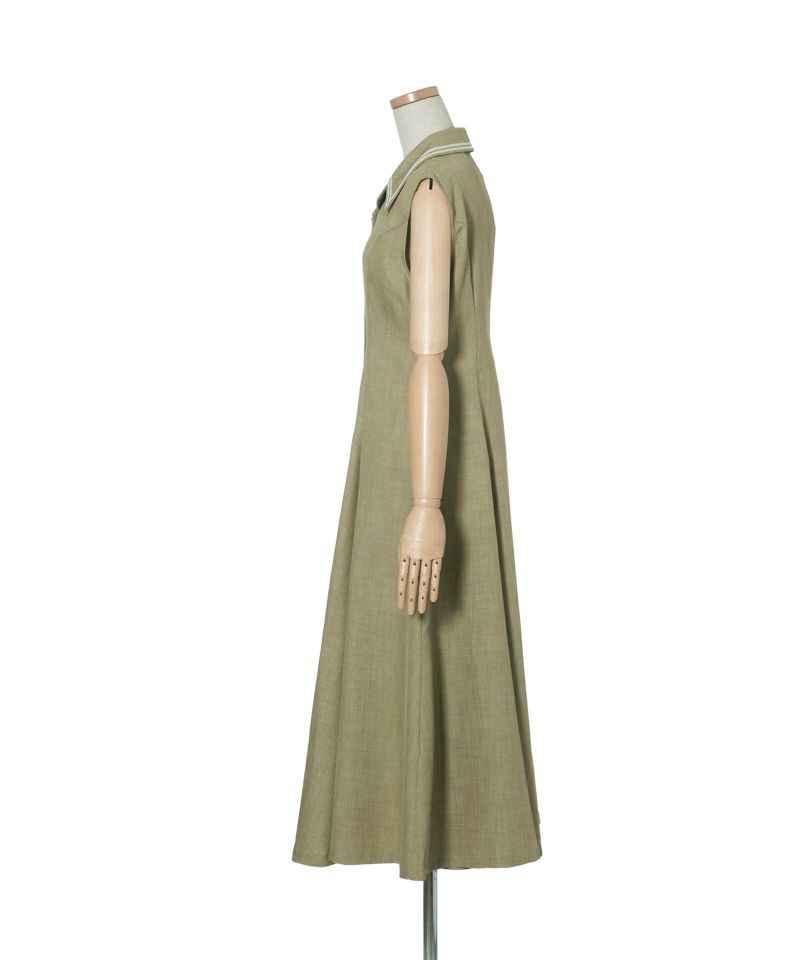 配色ステッチ開衿ノースリーブワンピース/an another angelus Limited