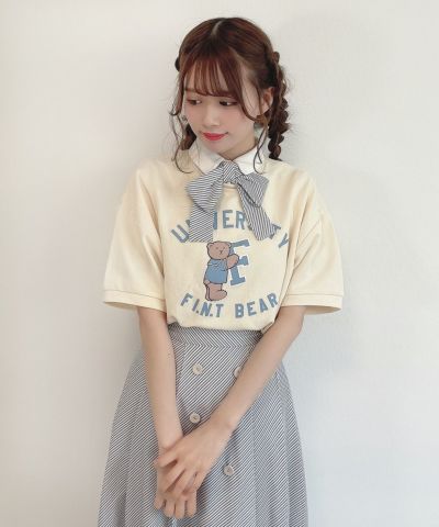 cream / 162cm / layered with cut and sew