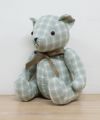 C: Plaid puff sleeve short jacket GREEN x WH 640