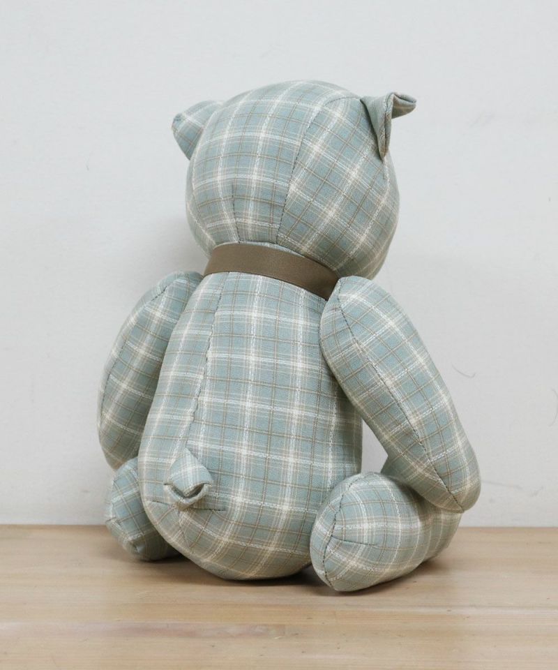 C: Plaid puff sleeve short jacket GREEN x WH 640
