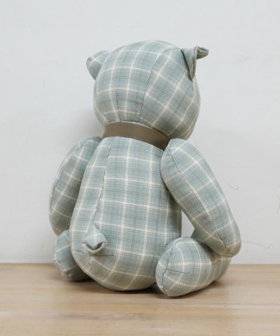 C: Plaid puff sleeve short jacket GREEN x WH 640