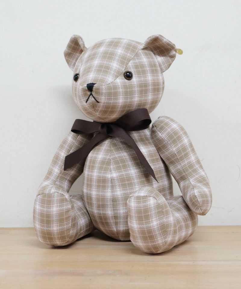 D: Plaid puff sleeve short jacket BEIGE x WH 720