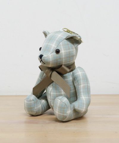 C: Plaid puff sleeve short jacket GREEN x WH 640