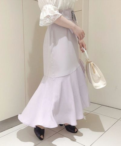 □Front lace-up mixed material skirt/an another angelus [42BG02q017]
