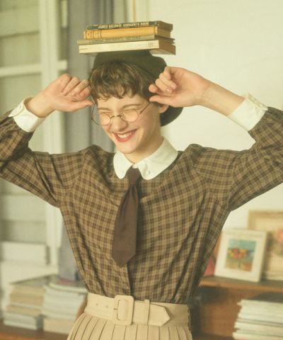 Check shirt with petite tie/F i.n.t [43AF01j002]