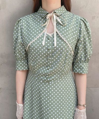 green × white / 153cm / S size wearing