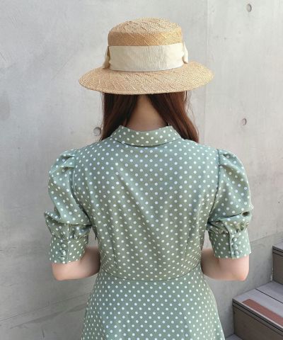 green × white / 153cm / S size wearing