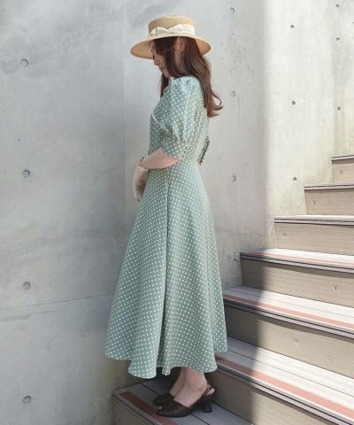green × white / 153cm / S size wearing