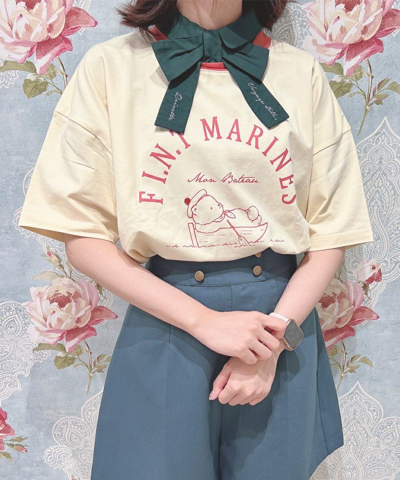 ivory × red / 155cm / layered with polo shirt