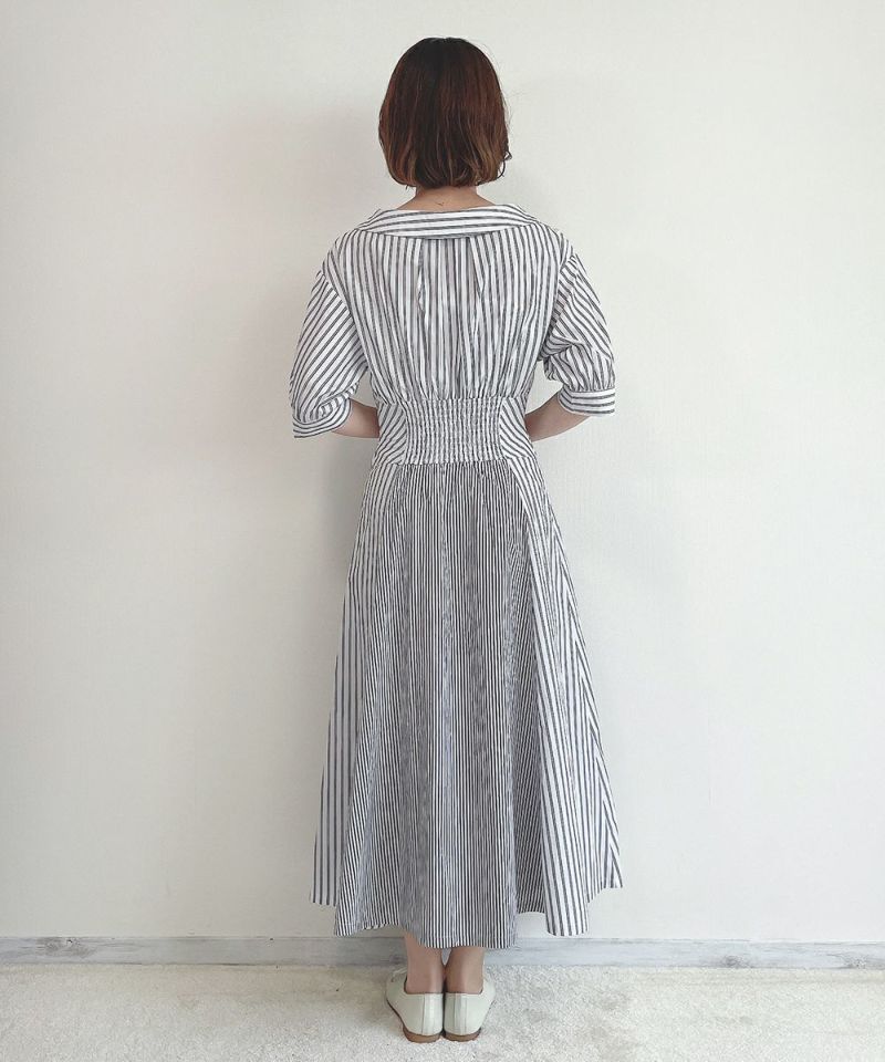 □ランダムストライプ開衿シャツワンピース/an another angelus