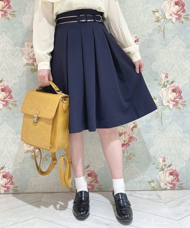Outlet) パイピングベルトハイウエストタックスカート/F [43AG02n006] F