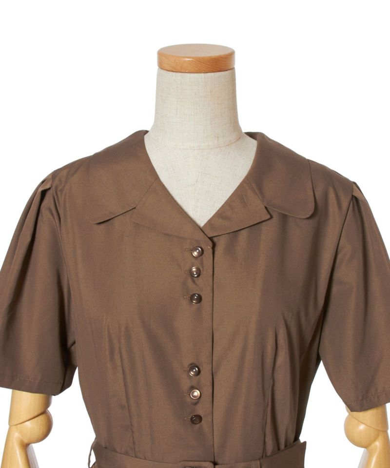 レトロ釦使い開衿シャツワンピース/an another angelus [43BE02g008