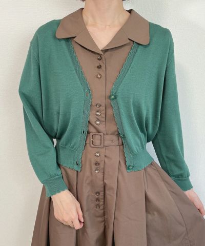 □マーガレット釦UVカットニットカーディガン/F&A [43CJ04j004]