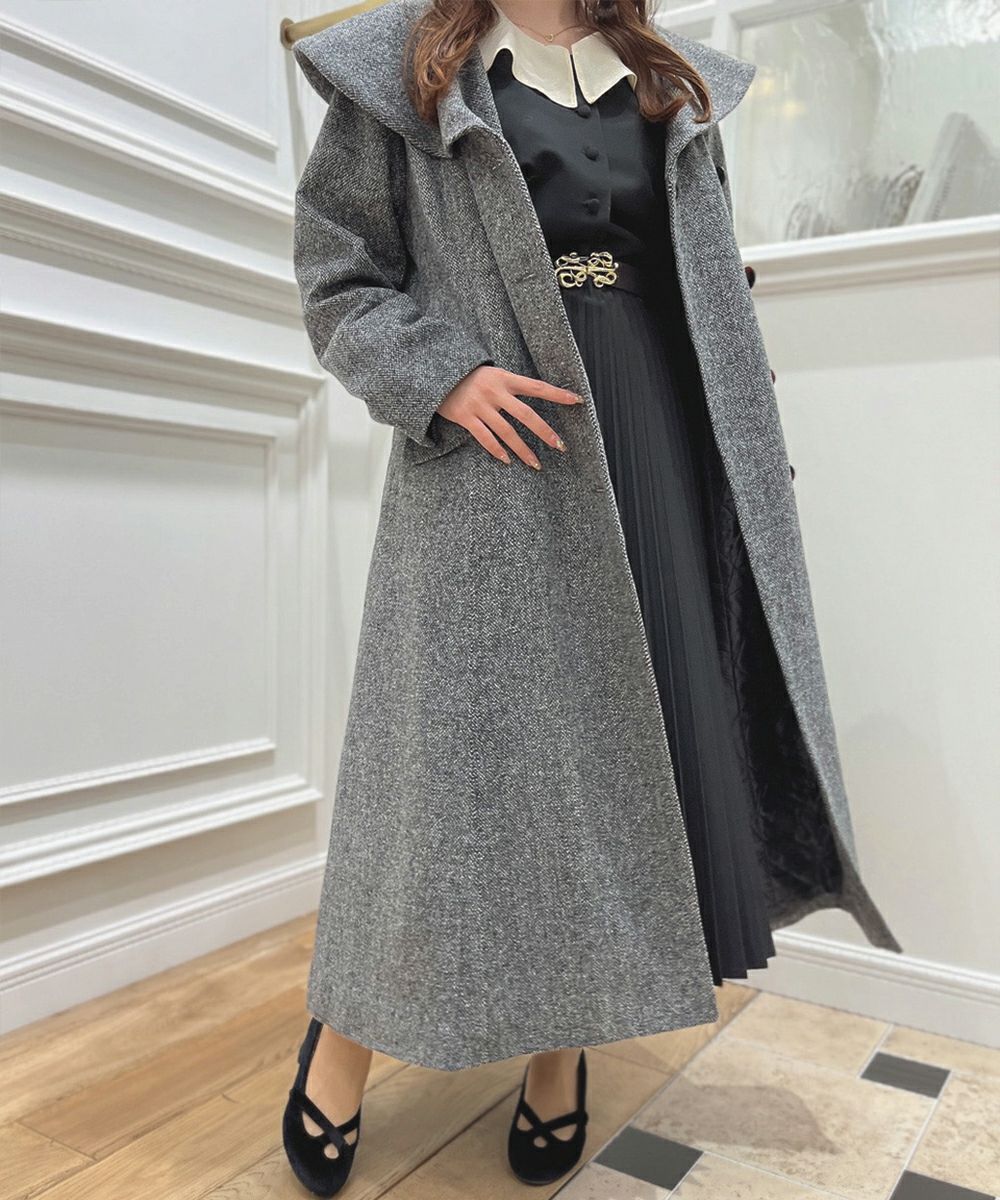 サイドビッグカラーツイードコート/an another angelus [43BD03j006