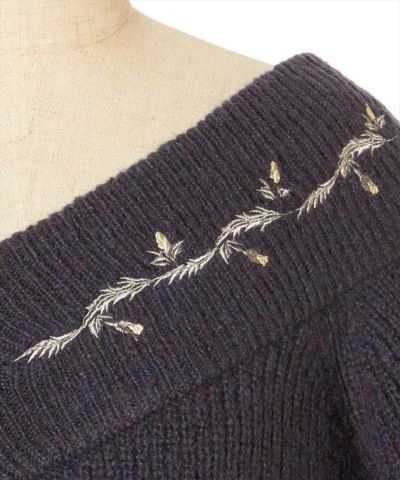 刺繍アップ (blue gray)