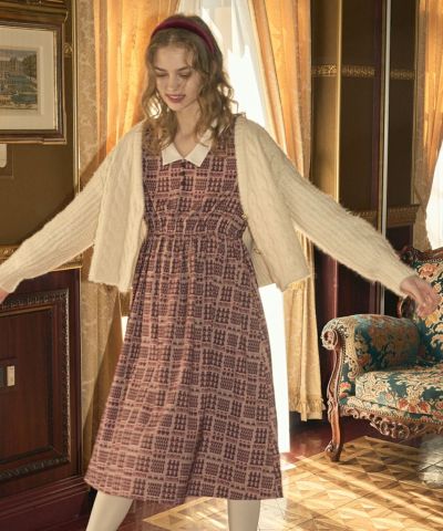 Teddy Bear Plaid Cleric Dress/F int [44AE02j012]