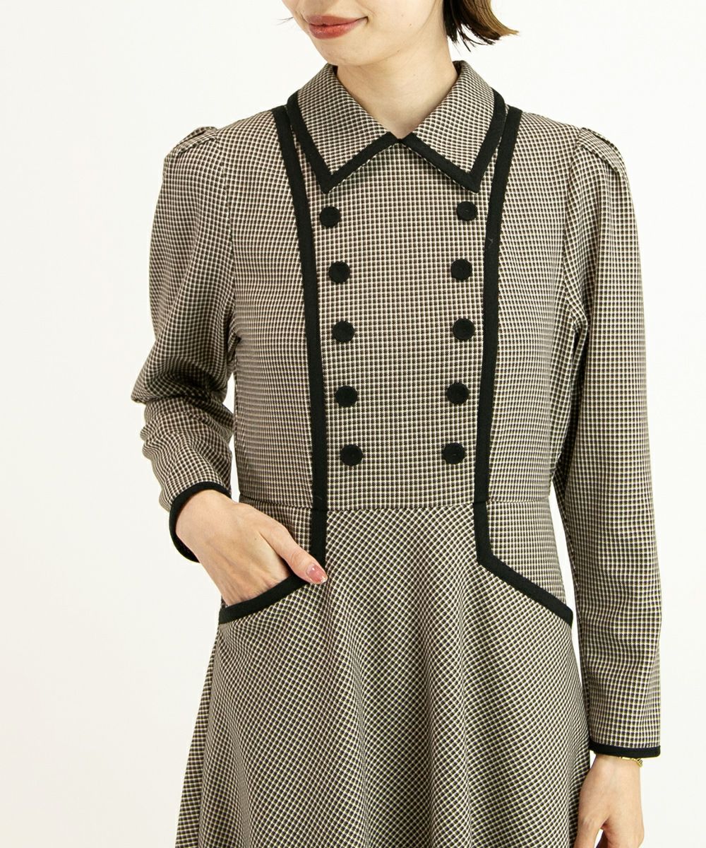 ダブル釦パイピング使いチェックワンピース/an another angelus