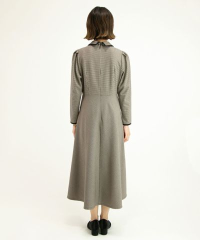 ダブル釦パイピング使いチェックワンピース/an another angelus