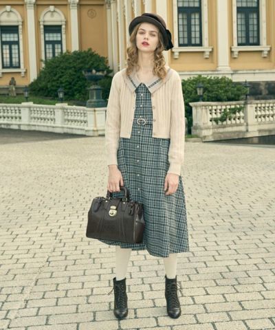 Smokey Cleric Tweed Check Dress/an another angelus [44BE03j019]