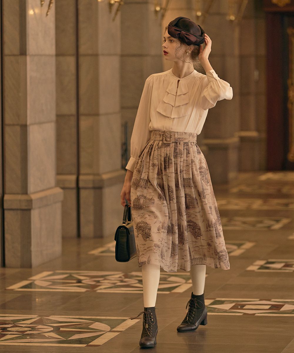 ブリティッシュトワル柄シアータックスカート/an another angelus