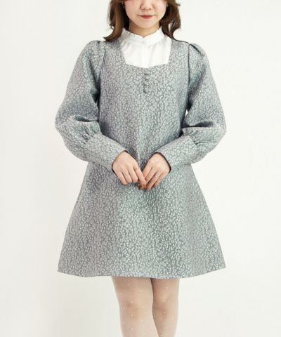 □Flower jacquard mini dress/F i.n.t [43AE01j011]