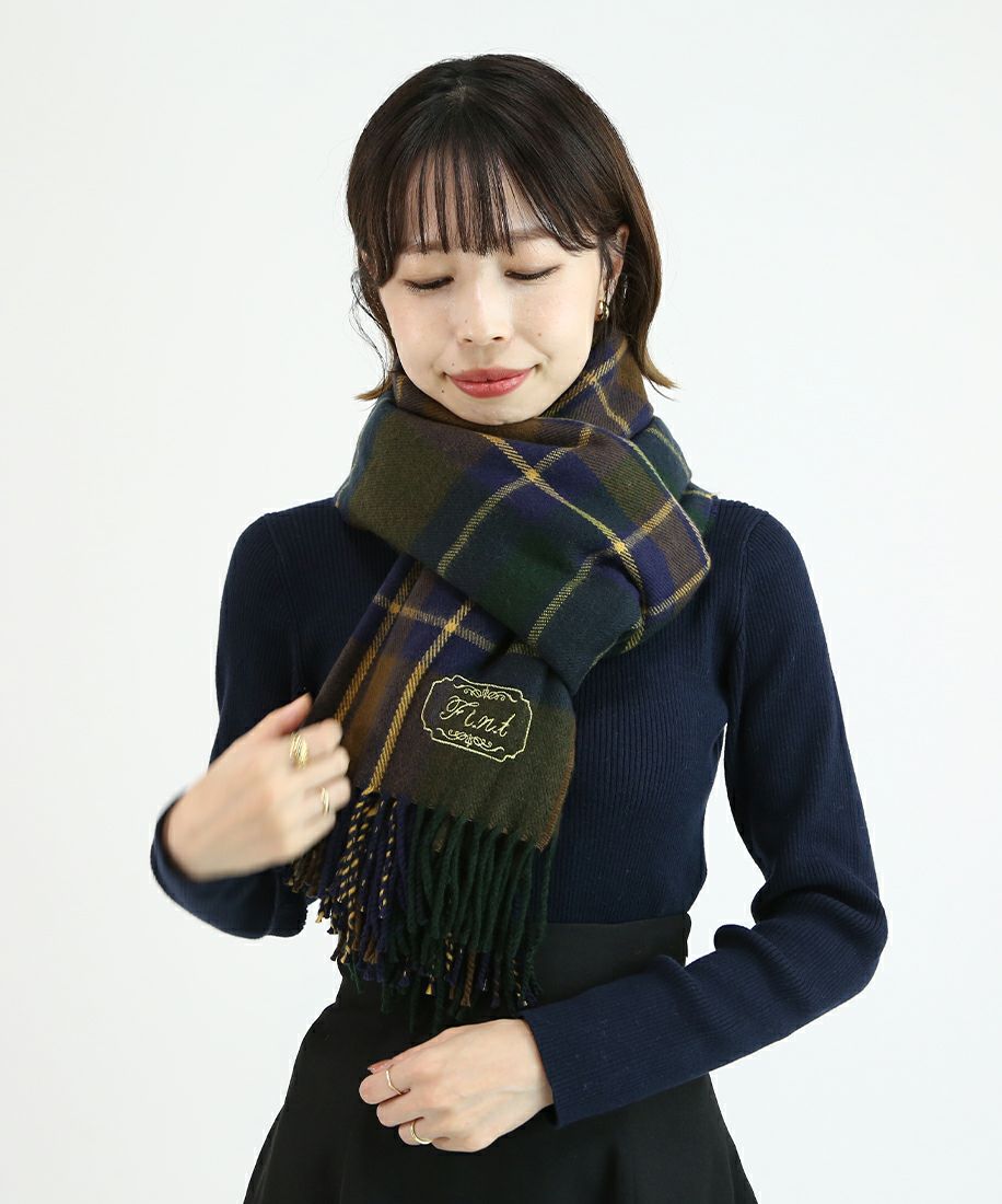 フレーム刺繍入りチェックストール/F i.n.t [43AB09a008] | F i.n.t
