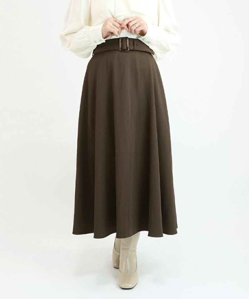 ベルト付きバックラッフルフレアースカート/an another angelus