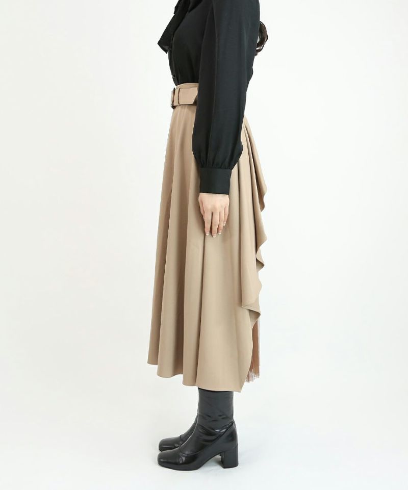 ベルト付きバックラッフルフレアースカート/an another angelus