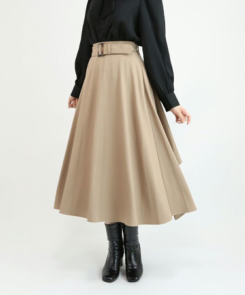 ベルト付きバックラッフルフレアースカート/an another angelus