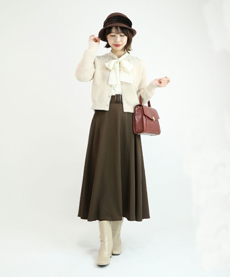 ベルト付きバックラッフルフレアースカート/an another angelus