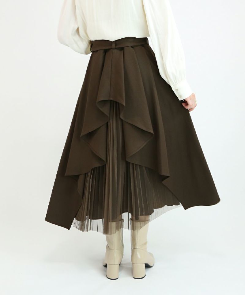 ベルト付きバックラッフルフレアースカート/an another angelus