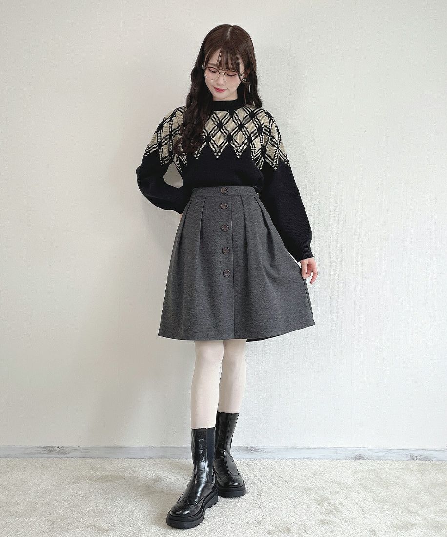 FLORENT◇フェイクレザースカート/32/フェイクレザー/ブラック