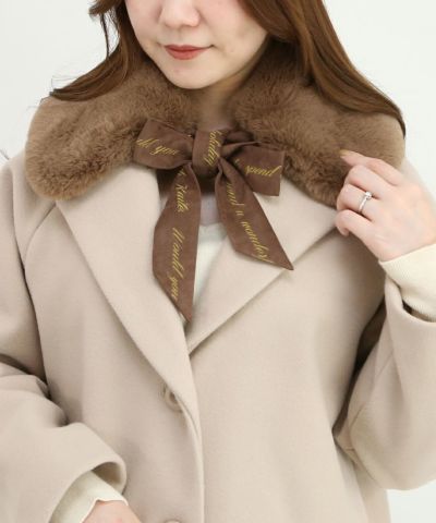□Logo ribbon eco fur tippet/F i.n.t [44AB09a007]