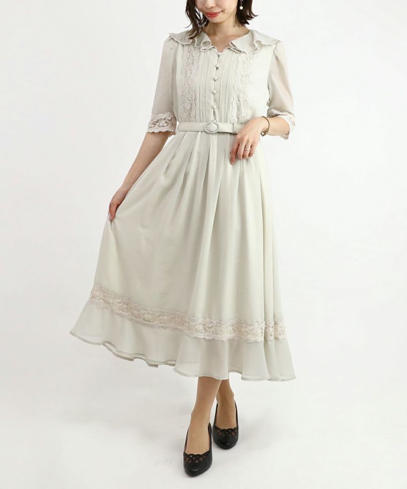 Fi.n.t レース使いシアージョーゼットワンピース フィント F i.n.t 【an another angelus】レース使いシアー