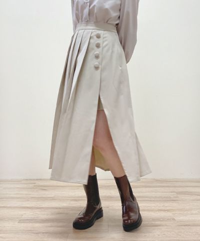 Side button wrap style long skirt/F i.n.t [44AG04q016]
