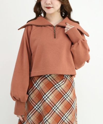 □Big collar half zip fleece pullover/F int [44AI02j002]