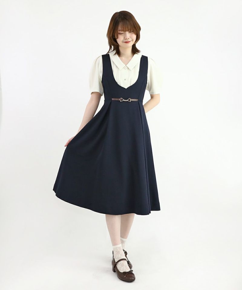 【フィント/ Fi.n.t】レースレイヤードナローフレアージャンパースカート フィント/ Fi.n.t】レースレイヤードナローフレアージャンパースカート