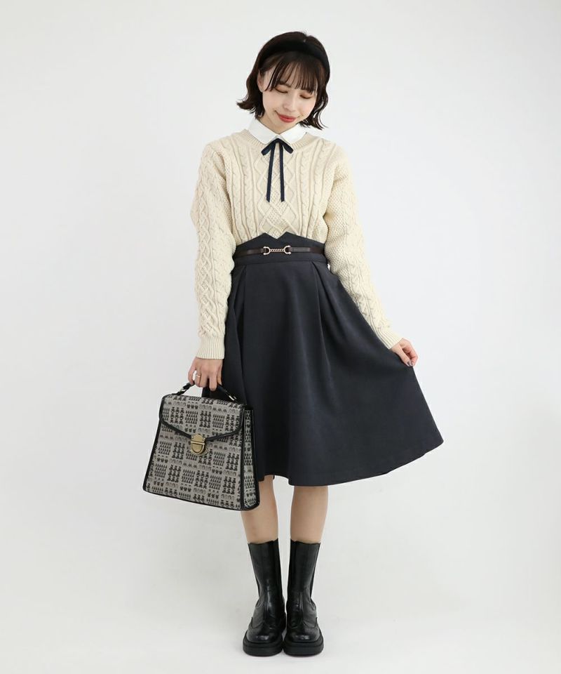 off white×navy / 158cm / ニットとのレイヤード