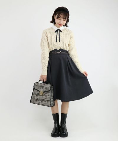off white×navy / 158cm / ニットとのレイヤード