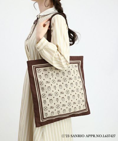 Monogram pattern scarf style tote bag/pom pom purin/F i.n.t [45AC01a004]