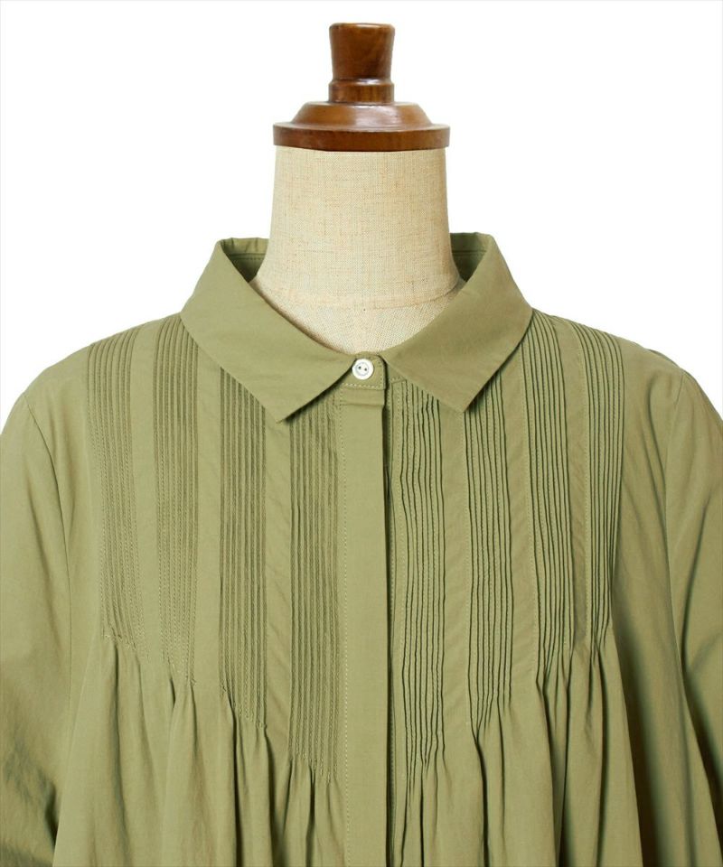 ヨーク風ピンタックフレアーシャツワンピース/COUPE LE COEUR