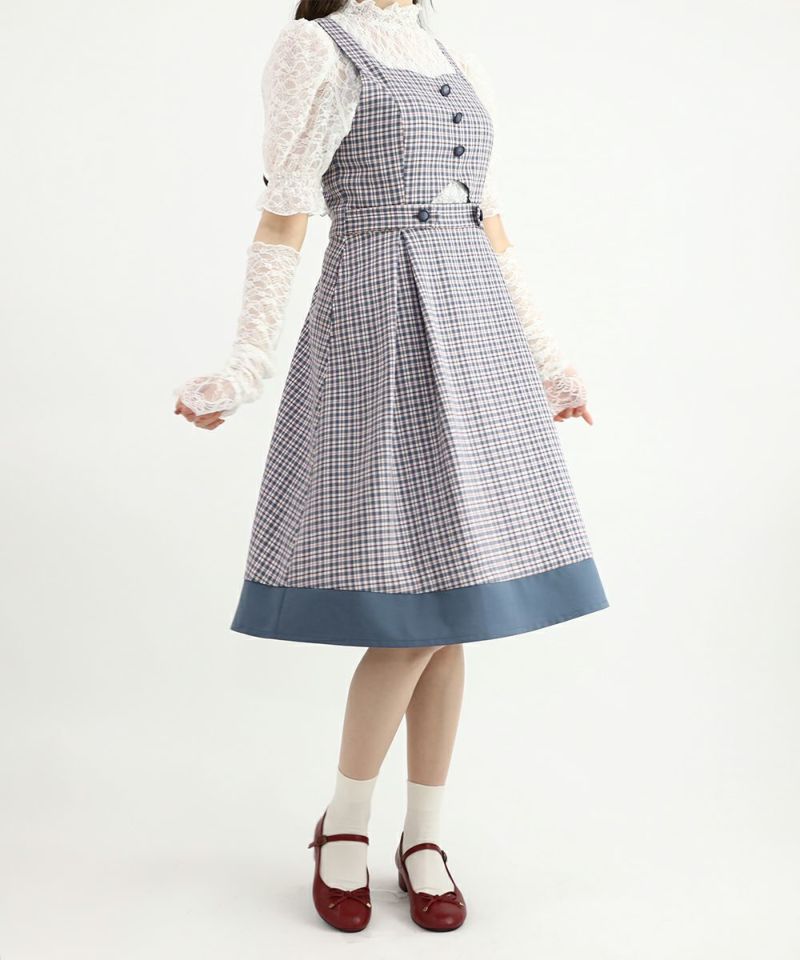 navy×pink / 162cm / layered with lace inner