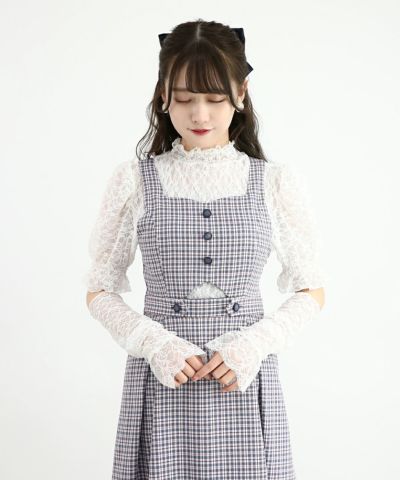 navy×pink / 162cm / layered with lace inner