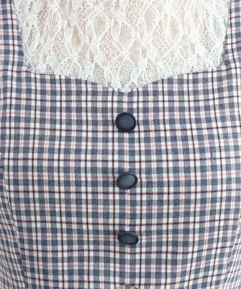 navy×pink / 162cm / layered with lace inner