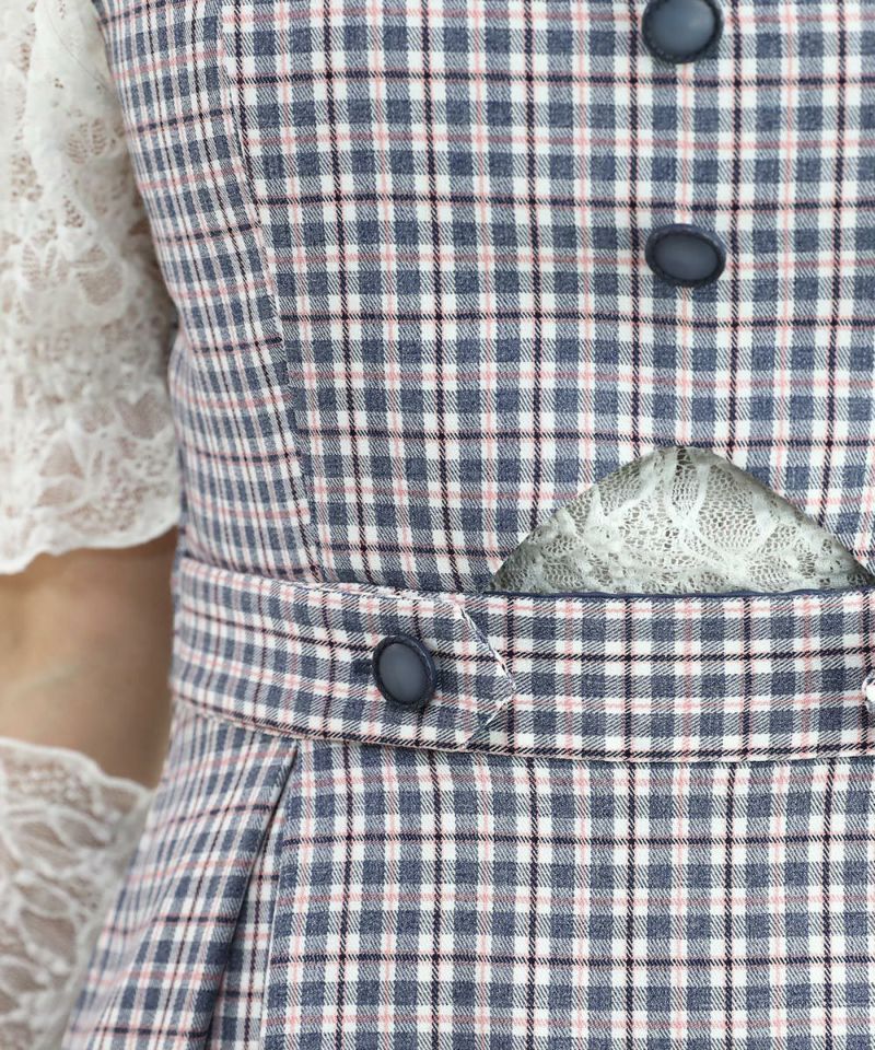 navy×pink / 162cm / layered with lace inner