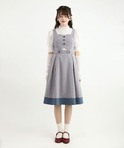 navy×pink / 162cm / layered with lace inner