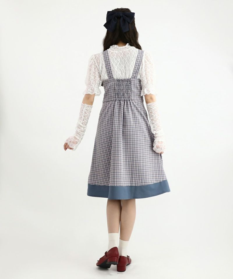 navy×pink / 162cm / layered with lace inner